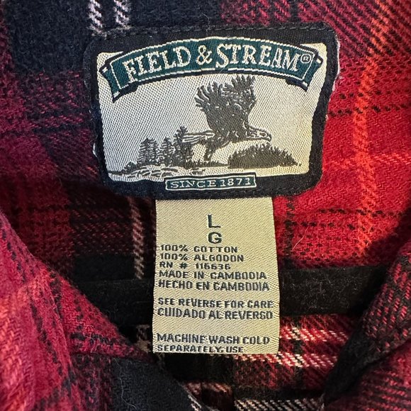 Field & Stream Mens Red Plaid Heavy Button Long Sleeve Shirt Jacket Size L - Picture 4 of 5